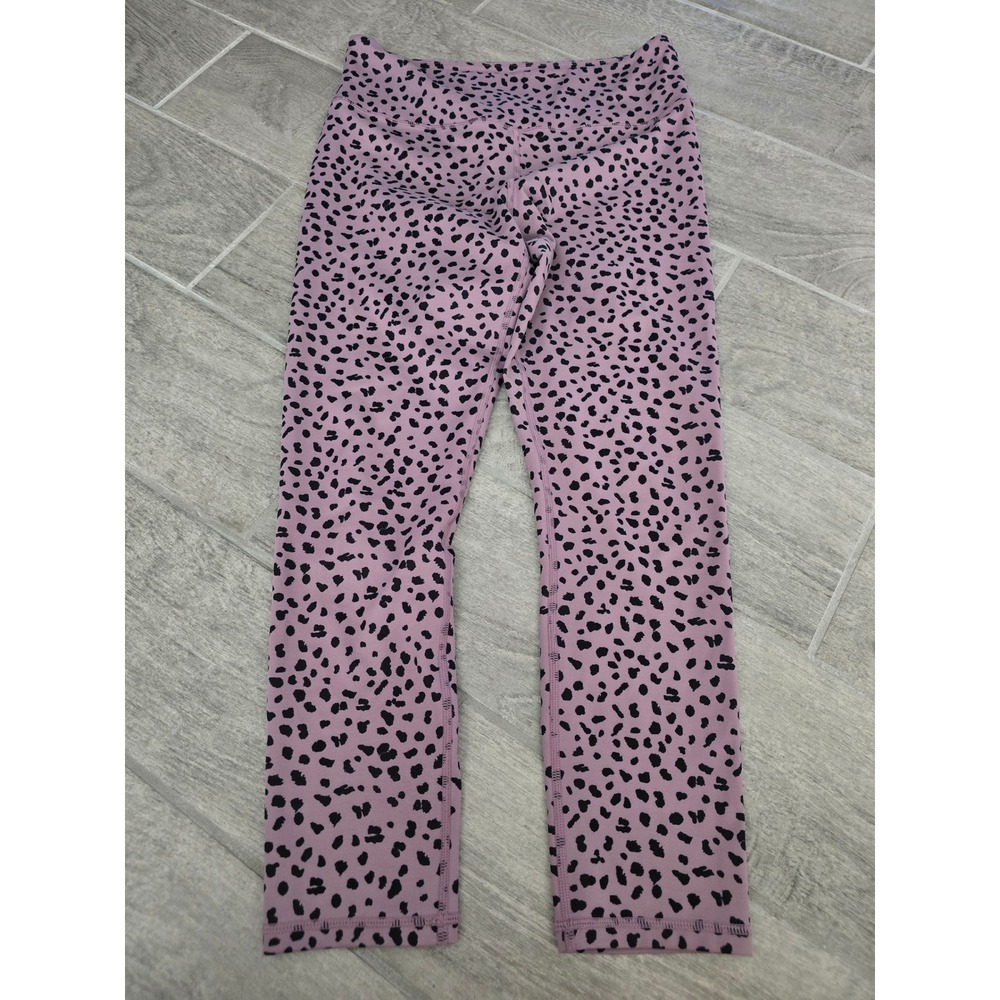 Zyia Fit n Free Leopard Print Athleisure Leggings Women's Size 6-8 Lilac Black